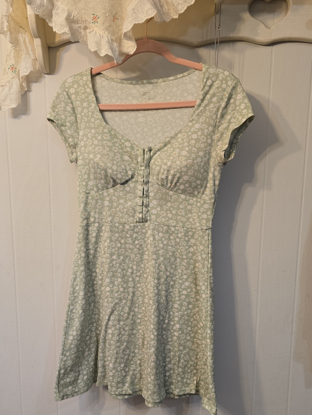No Boundaries Sage Green Floral Mini Dress